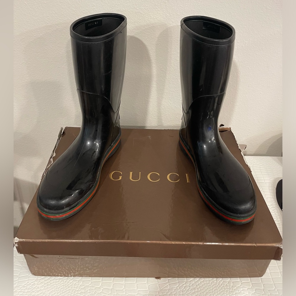 Gucci Black Rain Boots Mens Size 12